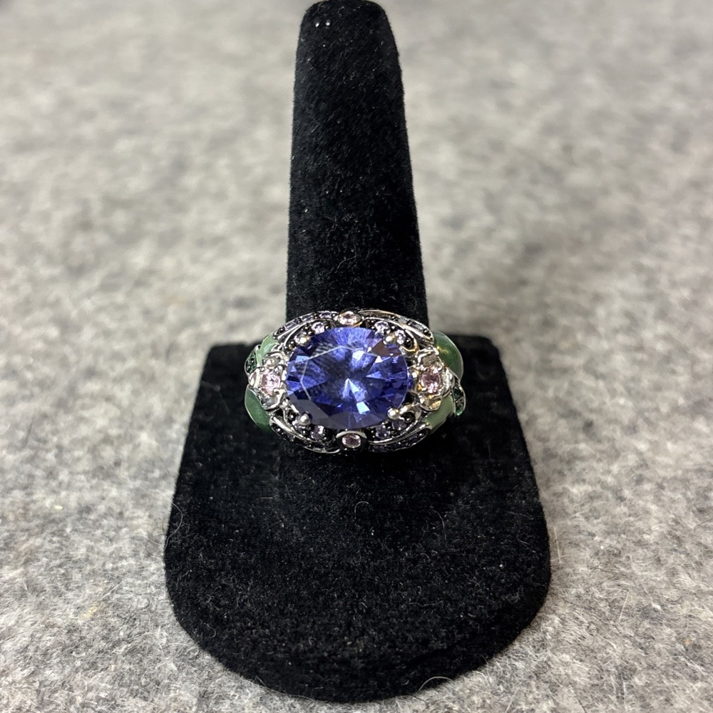 VICTORIA WIECK Sterling Silver 925 Amethyst Multi Gemstone Dragonfly Ring Size 7